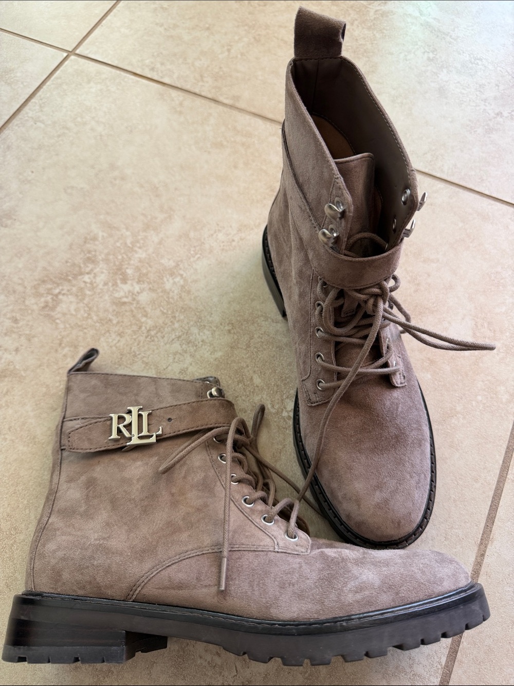 NWOB Lauren Ralph Lauren Eldridge Suede Combat Boots Size 6.5